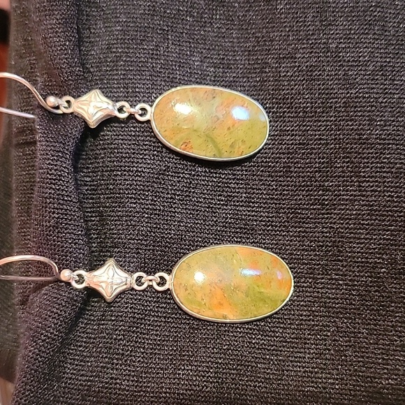🆕️ Unakite Silver Plated earrings - Picture 2 of 3